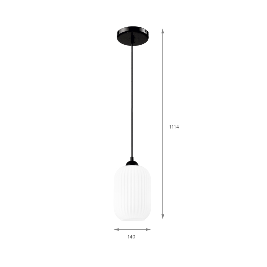 Luster na sajli HARMA 1xE27/15W/230V pr. 14 cm bela/crno