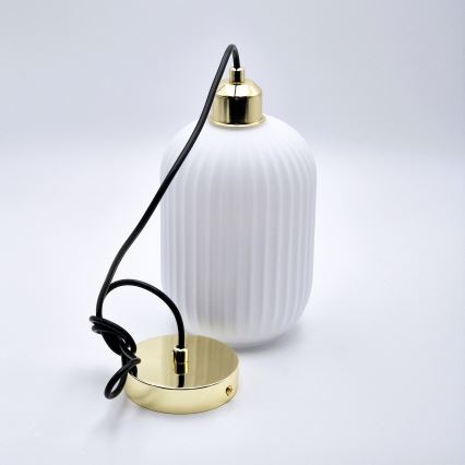 Luster na sajli HARMA 1xE27/15W/230V pr. 14 cm bela/zlatna