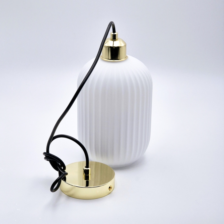 Luster na sajli HARMA 1xE27/15W/230V pr. 14 cm bela/zlatna
