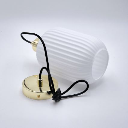 Luster na sajli HARMA 1xE27/15W/230V pr. 14 cm bela/zlatna