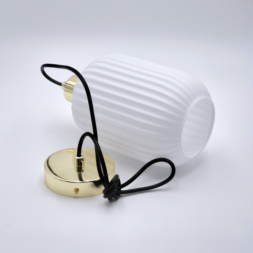 Luster na sajli HARMA 1xE27/15W/230V pr. 14 cm bela/zlatna