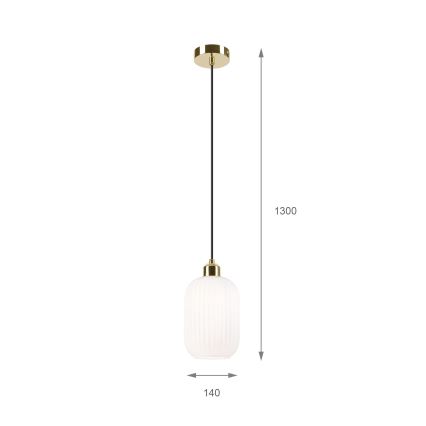 Luster na sajli HARMA 1xE27/15W/230V pr. 14 cm bela/zlatna