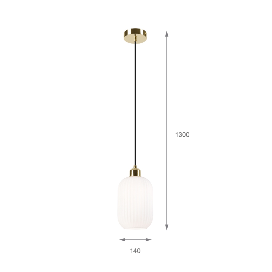 Luster na sajli HARMA 1xE27/15W/230V pr. 14 cm bela/zlatna