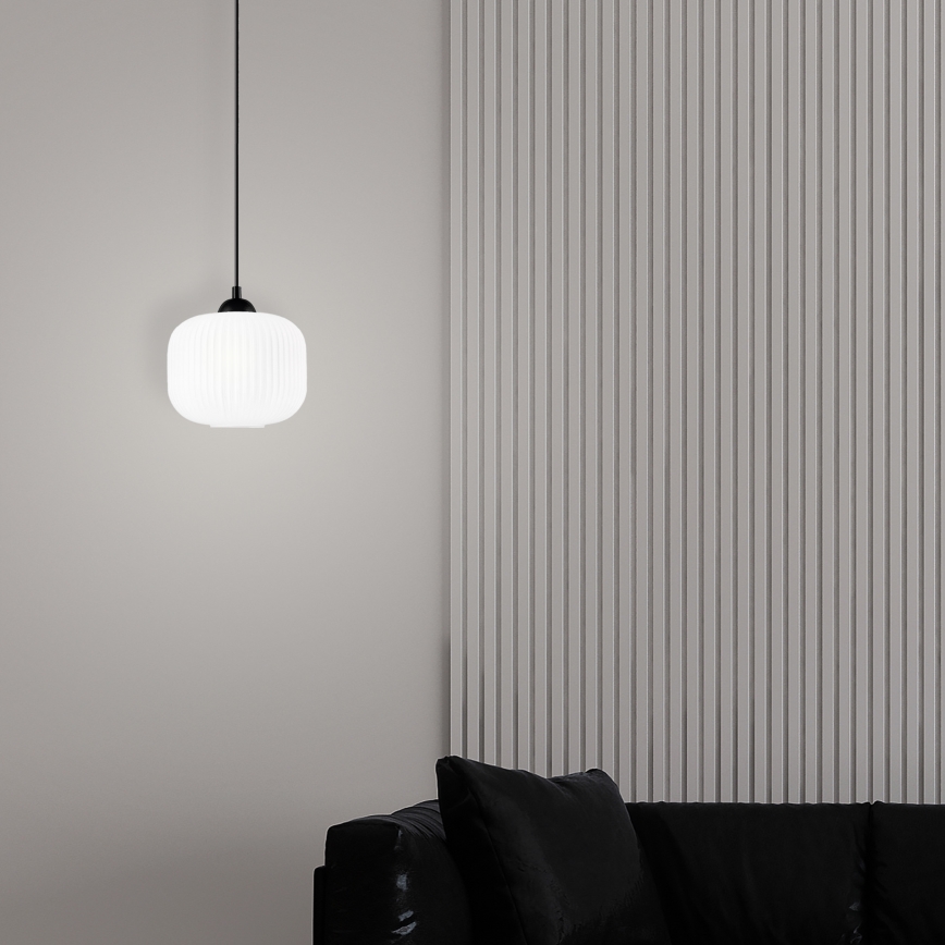 Luster na sajli HARMA 1xE27/15W/230V pr. 20 cm bela/crno