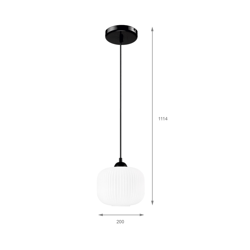 Luster na sajli HARMA 1xE27/15W/230V pr. 20 cm bela/crno