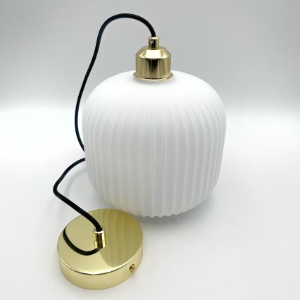 Luster na sajli HARMA 1xE27/15W/230V pr. 20 cm bela/zlatna
