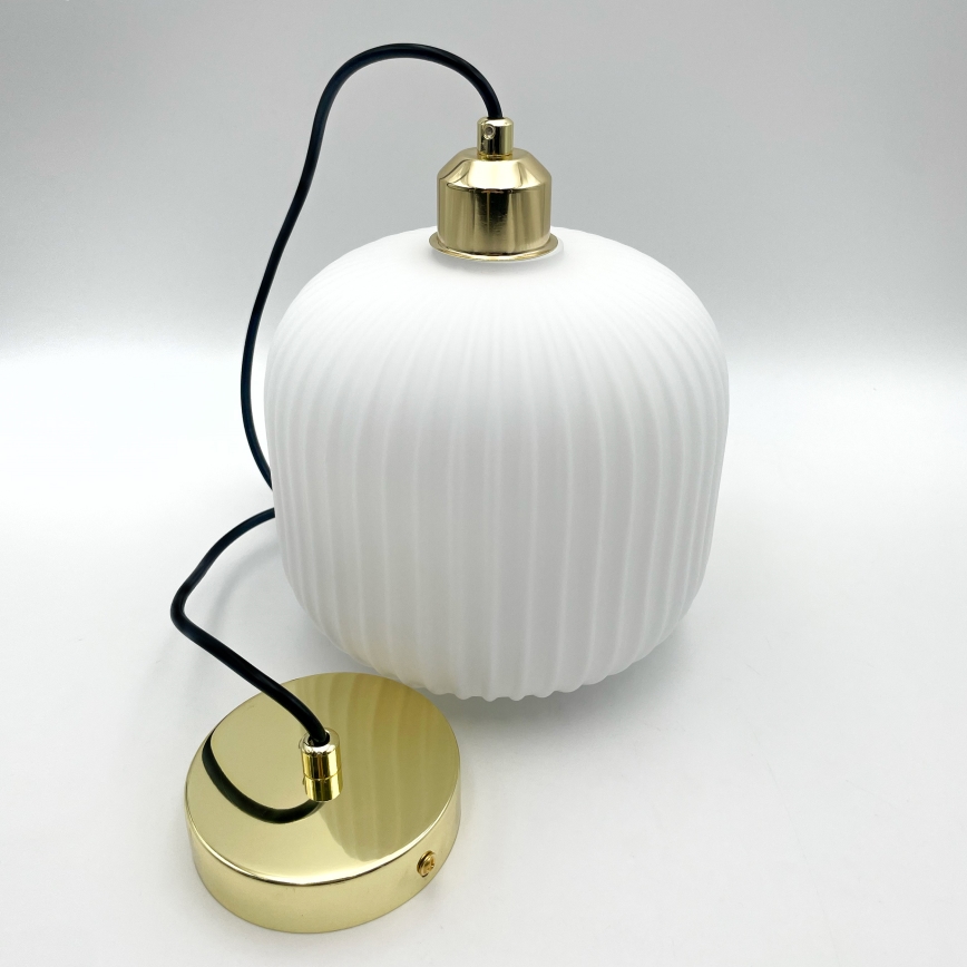 Luster na sajli HARMA 1xE27/15W/230V pr. 20 cm bela/zlatna