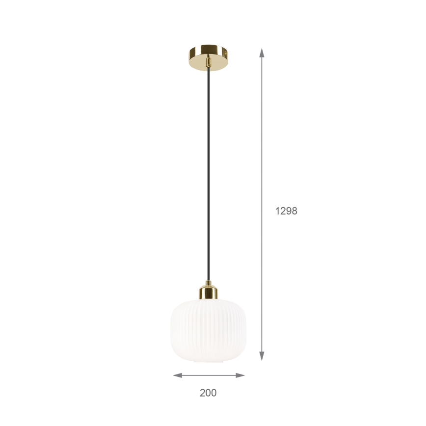 Luster na sajli HARMA 1xE27/15W/230V pr. 20 cm bela/zlatna