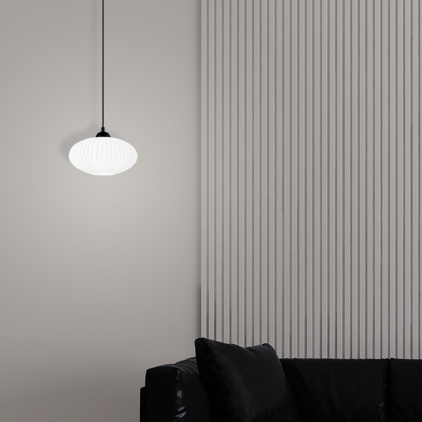 Luster na sajli HARMA 1xE27/15W/230V pr. 25 cm bela/crno