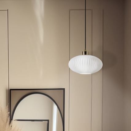 Luster na sajli HARMA 1xE27/15W/230V pr. 25 cm bela/zlatna
