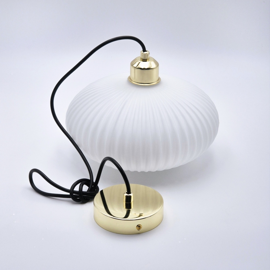 Luster na sajli HARMA 1xE27/15W/230V pr. 25 cm bela/zlatna