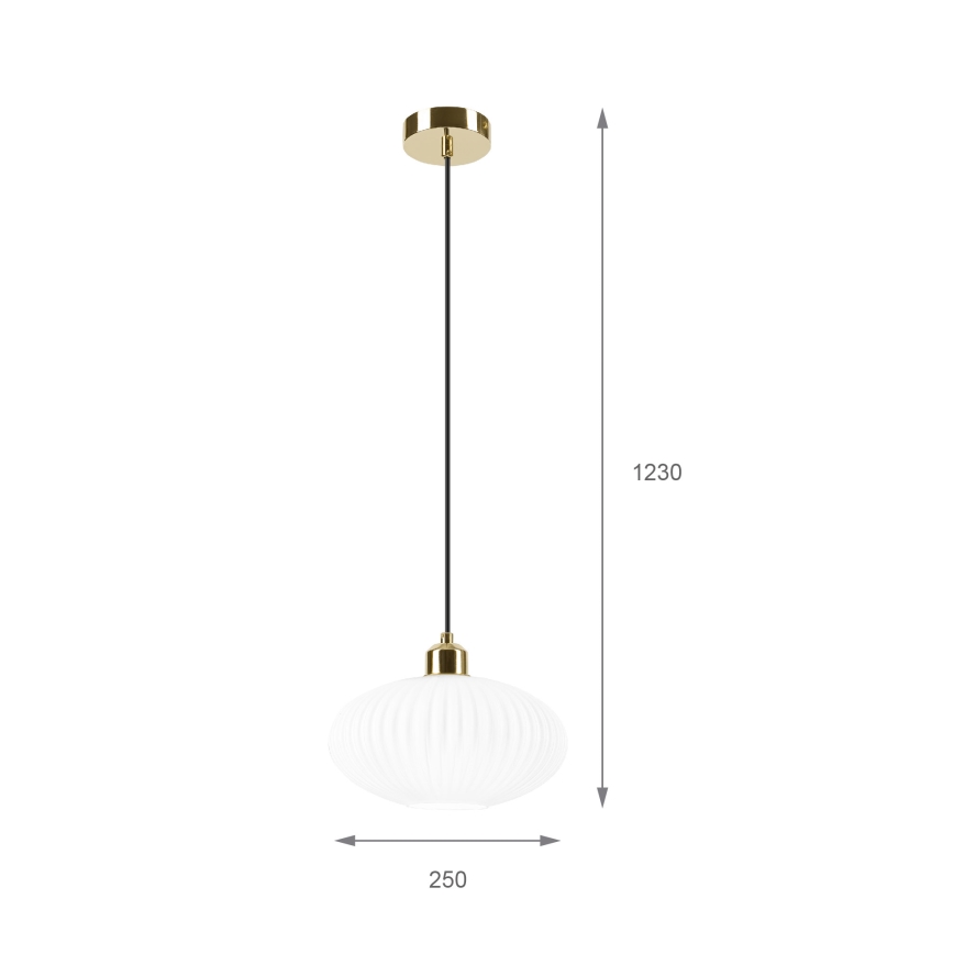 Luster na sajli HARMA 1xE27/15W/230V pr. 25 cm bela/zlatna