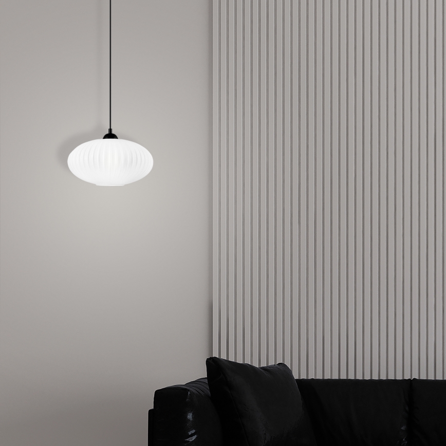 Luster na sajli HARMA 1xE27/15W/230V pr. 30 cm bela/crno