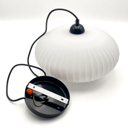 Luster na sajli HARMA 1xE27/15W/230V pr. 30 cm bela/crno