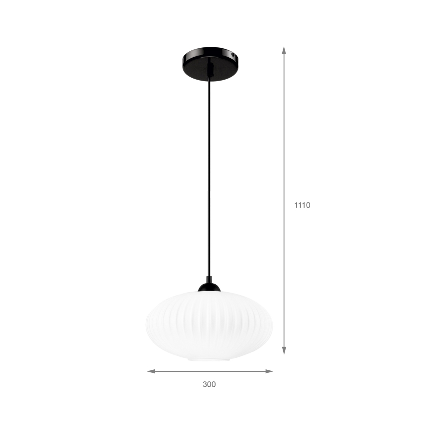 Luster na sajli HARMA 1xE27/15W/230V pr. 30 cm bela/crno