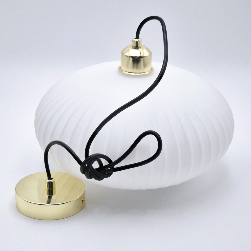 Luster na sajli HARMA 1xE27/15W/230V pr. 30 cm bela/zlatna