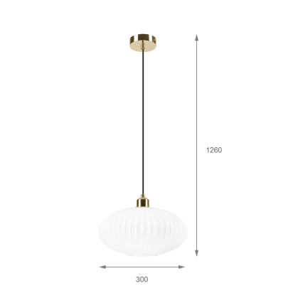 Luster na sajli HARMA 1xE27/15W/230V pr. 30 cm bela/zlatna