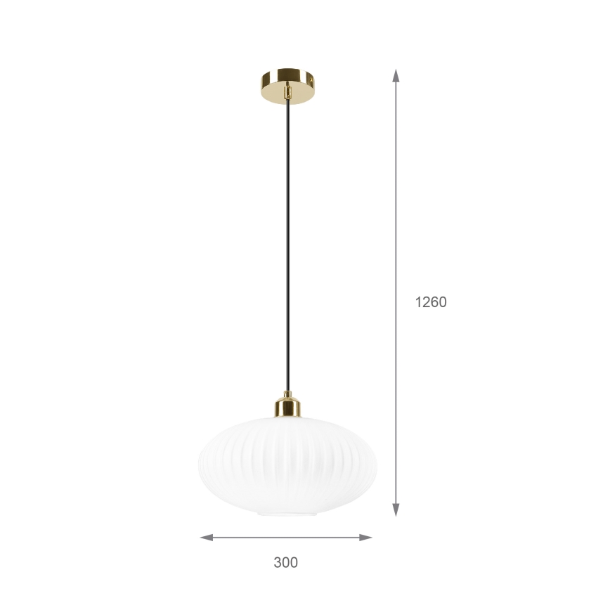 Luster na sajli HARMA 1xE27/15W/230V pr. 30 cm bela/zlatna