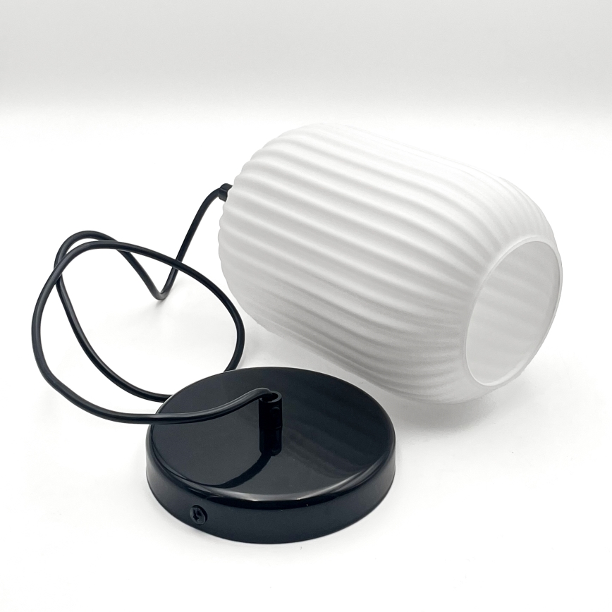 Luster na sajli HARMA 1xE27/15W/230V Ø 14 cm bela/crna