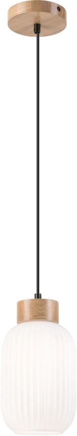 Luster na sajli HARMONY 1xE27/15W/230V pr. 14 cm bela/hrast