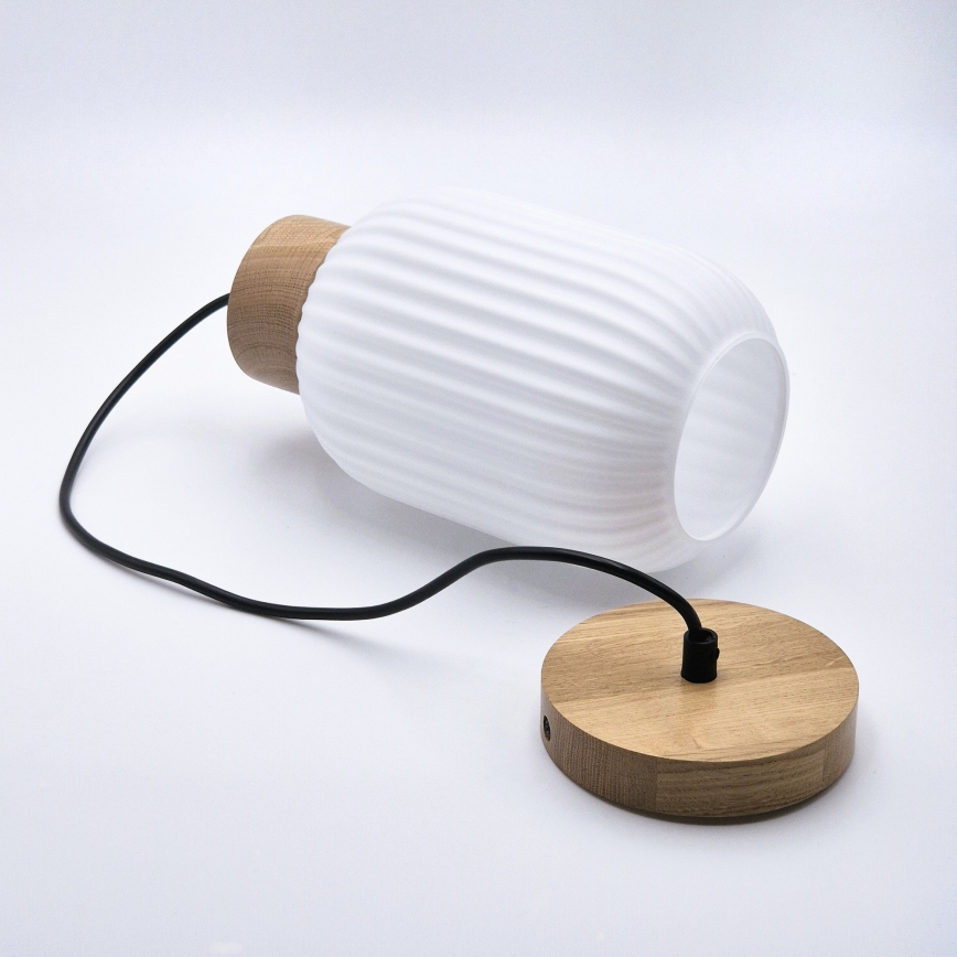 Luster na sajli HARMONY 1xE27/15W/230V pr. 14 cm bela/hrast