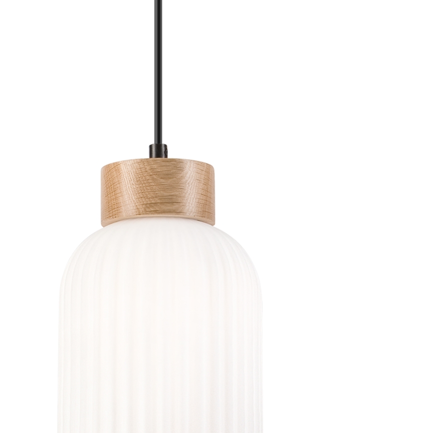 Luster na sajli HARMONY 1xE27/15W/230V pr. 14 cm bela/hrast