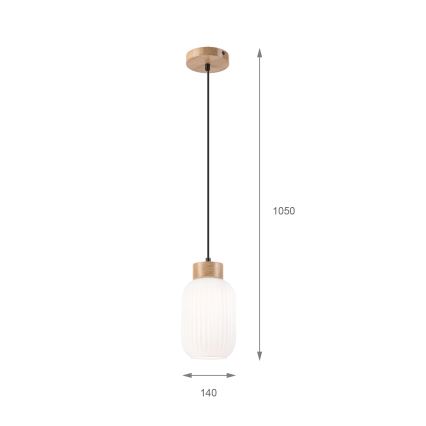 Luster na sajli HARMONY 1xE27/15W/230V pr. 14 cm bela/hrast