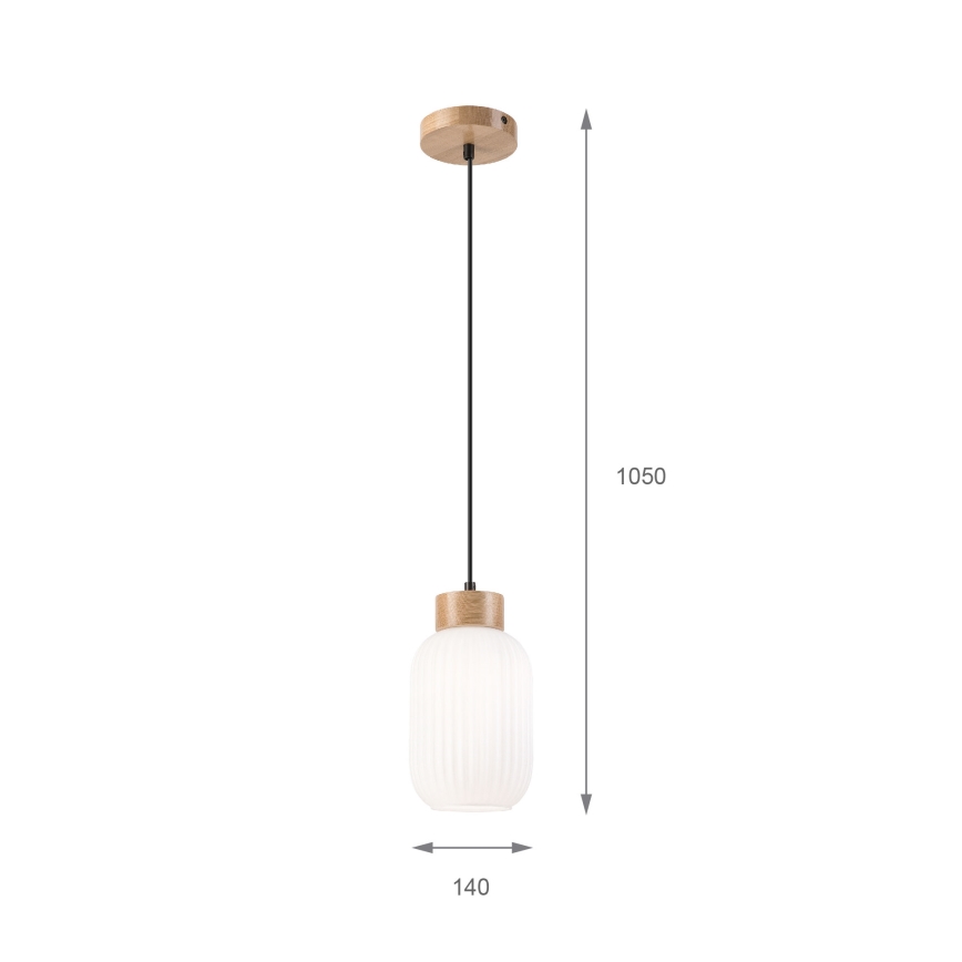 Luster na sajli HARMONY 1xE27/15W/230V pr. 14 cm bela/hrast