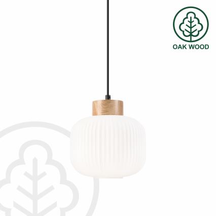 Luster na sajli HARMONY 1xE27/15W/230V pr. 20 cm bela/hrast