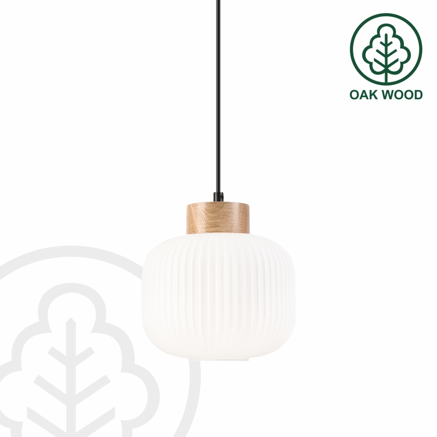 Luster na sajli HARMONY 1xE27/15W/230V pr. 20 cm bela/hrast