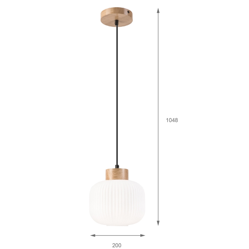 Luster na sajli HARMONY 1xE27/15W/230V pr. 20 cm bela/hrast