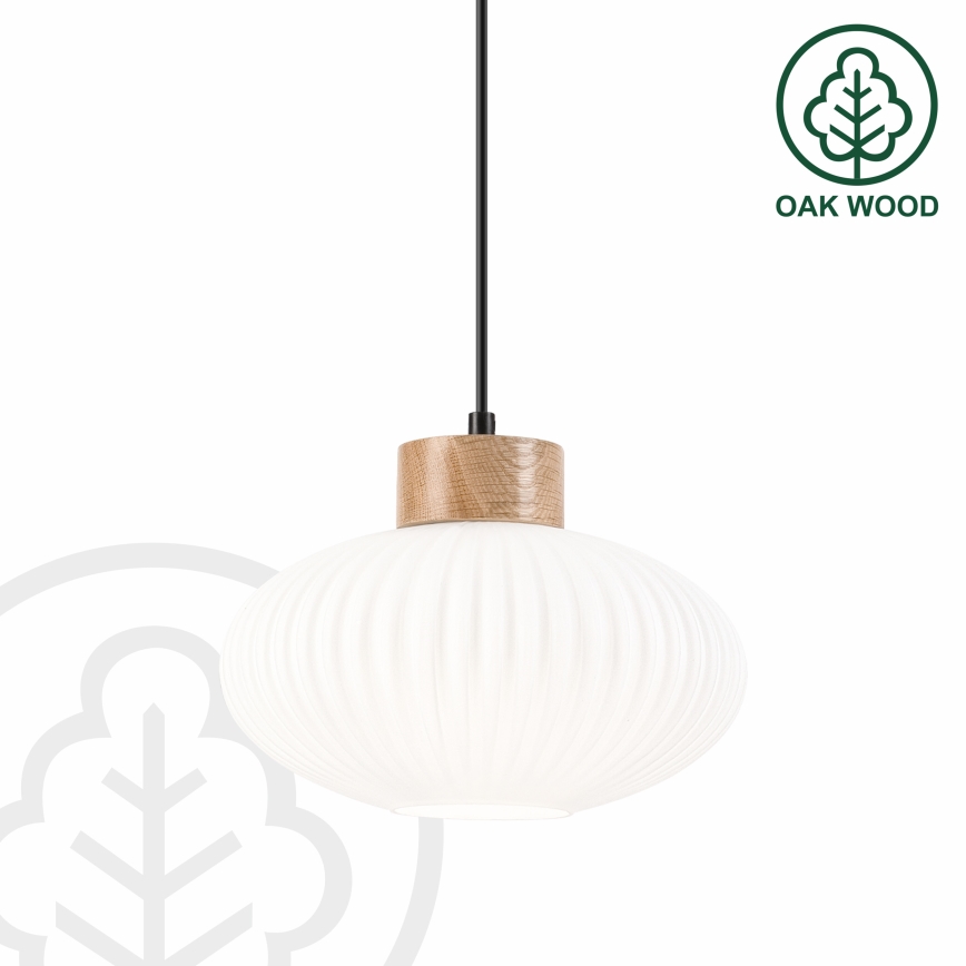 Luster na sajli HARMONY 1xE27/15W/230V pr. 25 cm bela/hrast