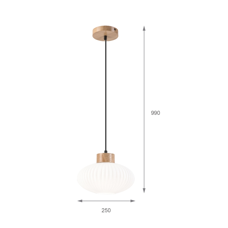 Luster na sajli HARMONY 1xE27/15W/230V pr. 25 cm bela/hrast