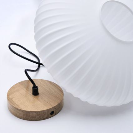 Luster na sajli HARMONY 1xE27/15W/230V pr. 30 cm bela/hrast