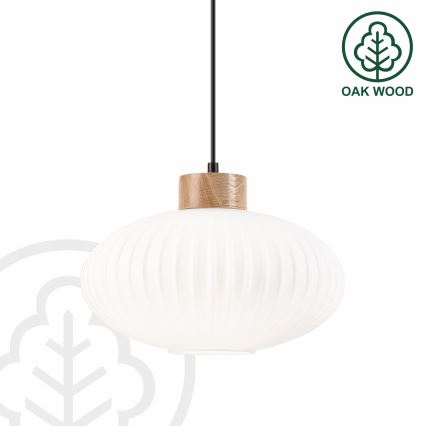 Luster na sajli HARMONY 1xE27/15W/230V pr. 30 cm bela/hrast