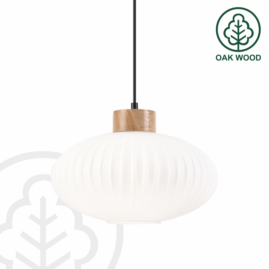 Luster na sajli HARMONY 1xE27/15W/230V pr. 30 cm bela/hrast
