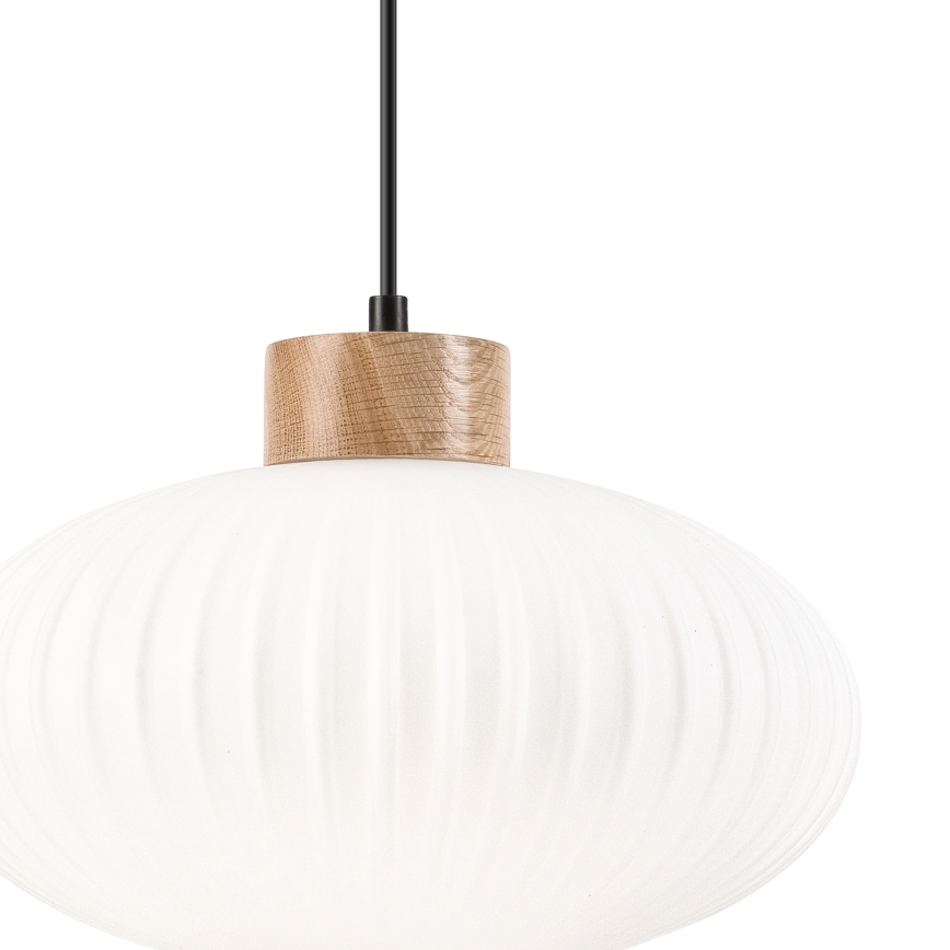 Luster na sajli HARMONY 1xE27/15W/230V pr. 30 cm bela/hrast