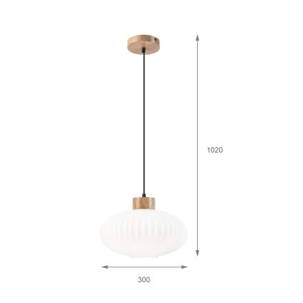 Luster na sajli HARMONY 1xE27/15W/230V pr. 30 cm bela/hrast