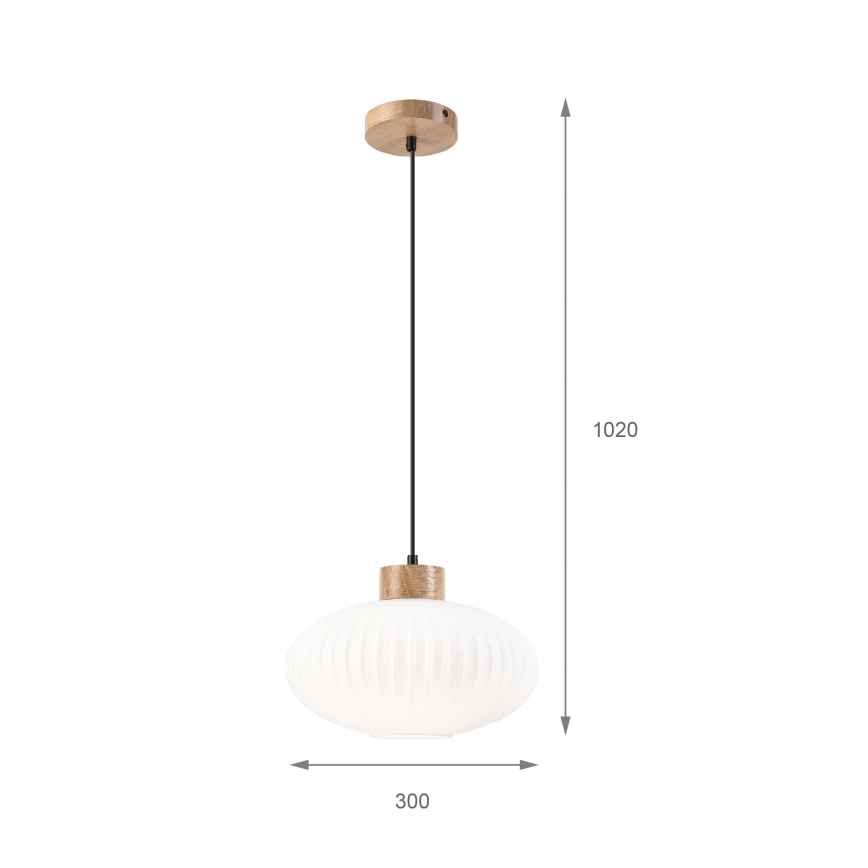 Luster na sajli HARMONY 1xE27/15W/230V pr. 30 cm bela/hrast