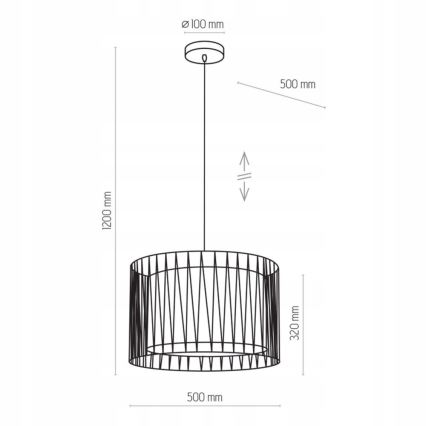 Luster na sajli HARMONY BLACK 3xE27/60W/230V