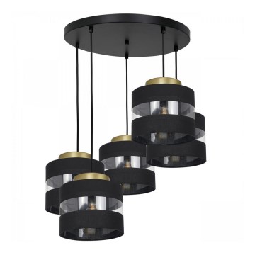 Luster na sajli HAVARD 5xE27/60W/230V crno/mesing okrugli