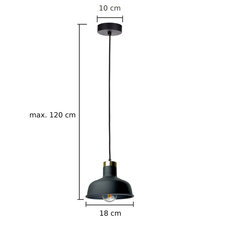 Luster na sajli HEBE 1xE27/60W/230V crno