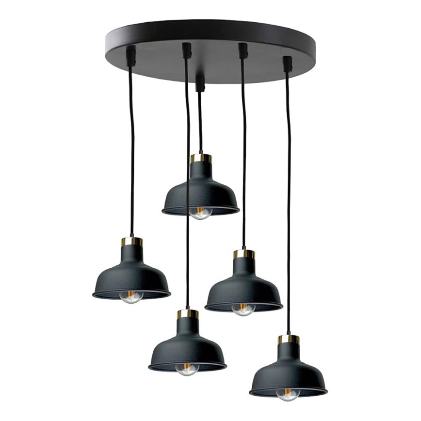 Luster na sajli HEBE 5xE27/60W/230V crno
