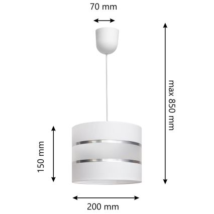 Luster na sajli HELEN 1xE27/15W/230V bela
