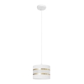 Luster na sajli HELEN 1xE27/15W/230V pr. 20 cm bela/zlatna