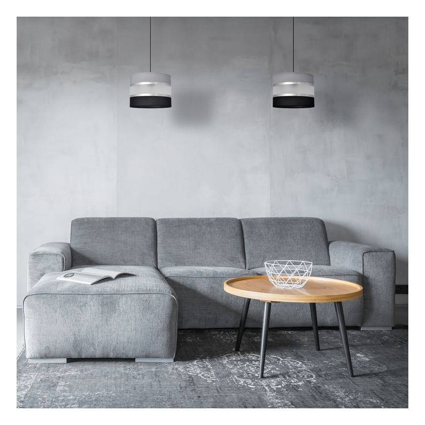 Luster na sajli HELEN 1xE27/15W/230V pr. 20 cm crno/sivo/srebrno