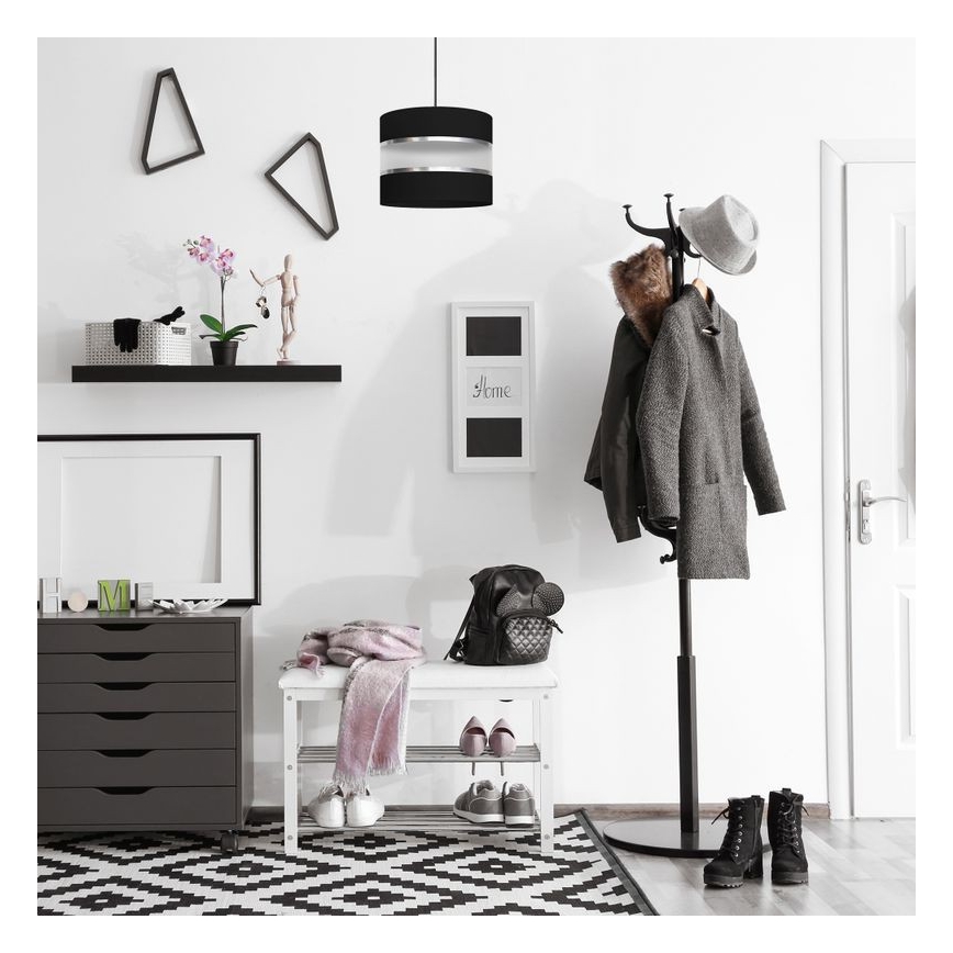 Luster na sajli HELEN 1xE27/15W/230V pr. 20 cm crno/srebrno