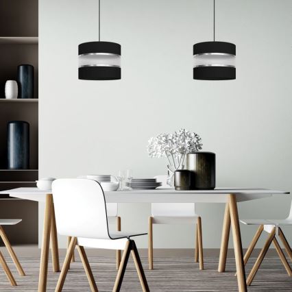 Luster na sajli HELEN 1xE27/15W/230V pr. 20 cm crno/srebrno