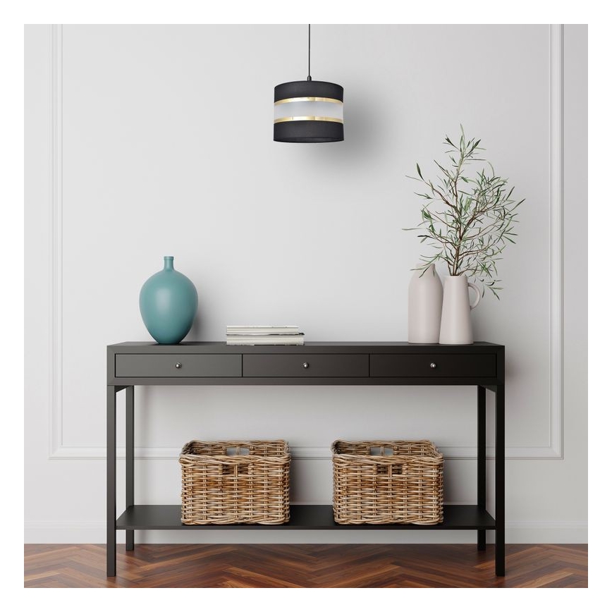 Luster na sajli HELEN 1xE27/15W/230V pr. 20 cm crno/zlatna