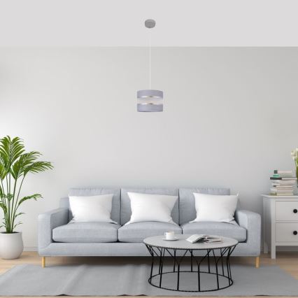 Luster na sajli HELEN 1xE27/15W/230V pr. 20 cm sivo/srebrno